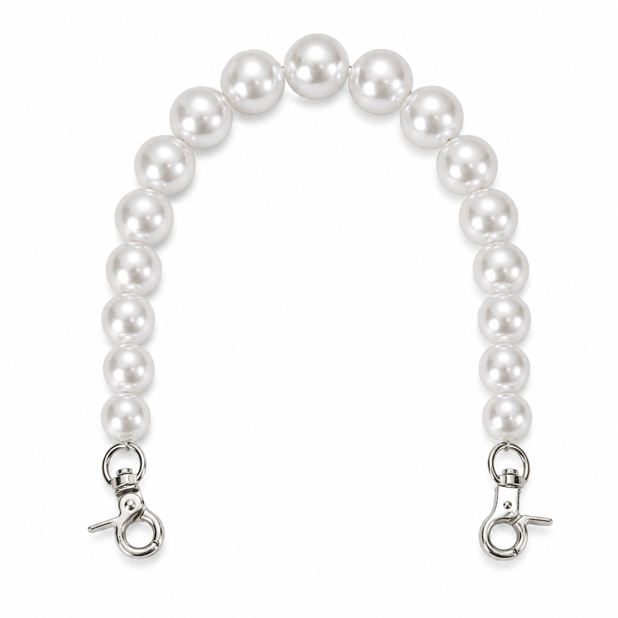 MANICO a Perle Con Moschettone 33cm - Colore: 841833 - 14-16-18-20mm (17 Perle) - BIANCO ARGENTO - by LacariaRicami.Store