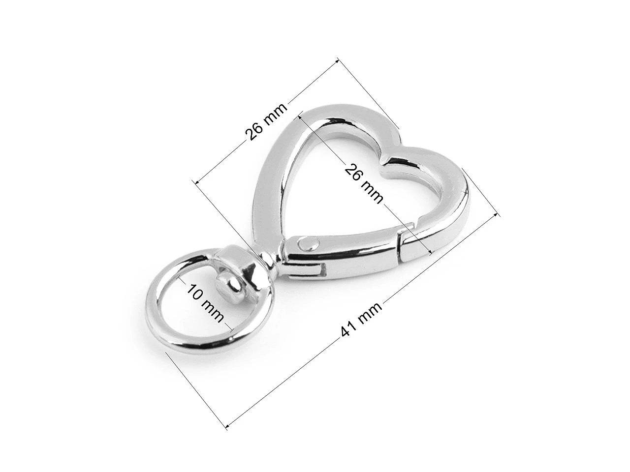 Moschettoni Con Aggancio CUORE 26x41 mm - - LacariaRicami.Store