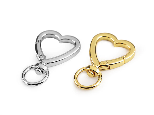 Clips di metallo a forma di cuore sul prodotto Moschettoni Con Aggancio CUORE 26x41 mm