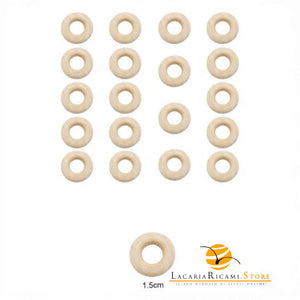 Anelli in legno naturale - MAF Accessories - Colore: 1.5 Cm - ~20 pezzi - by LacariaRicami.Store
