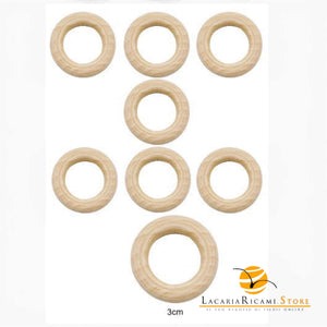 Anelli in legno naturale - MAF Accessories - Colore: 3 Cm - ~8 pezzi - by LacariaRicami.Store