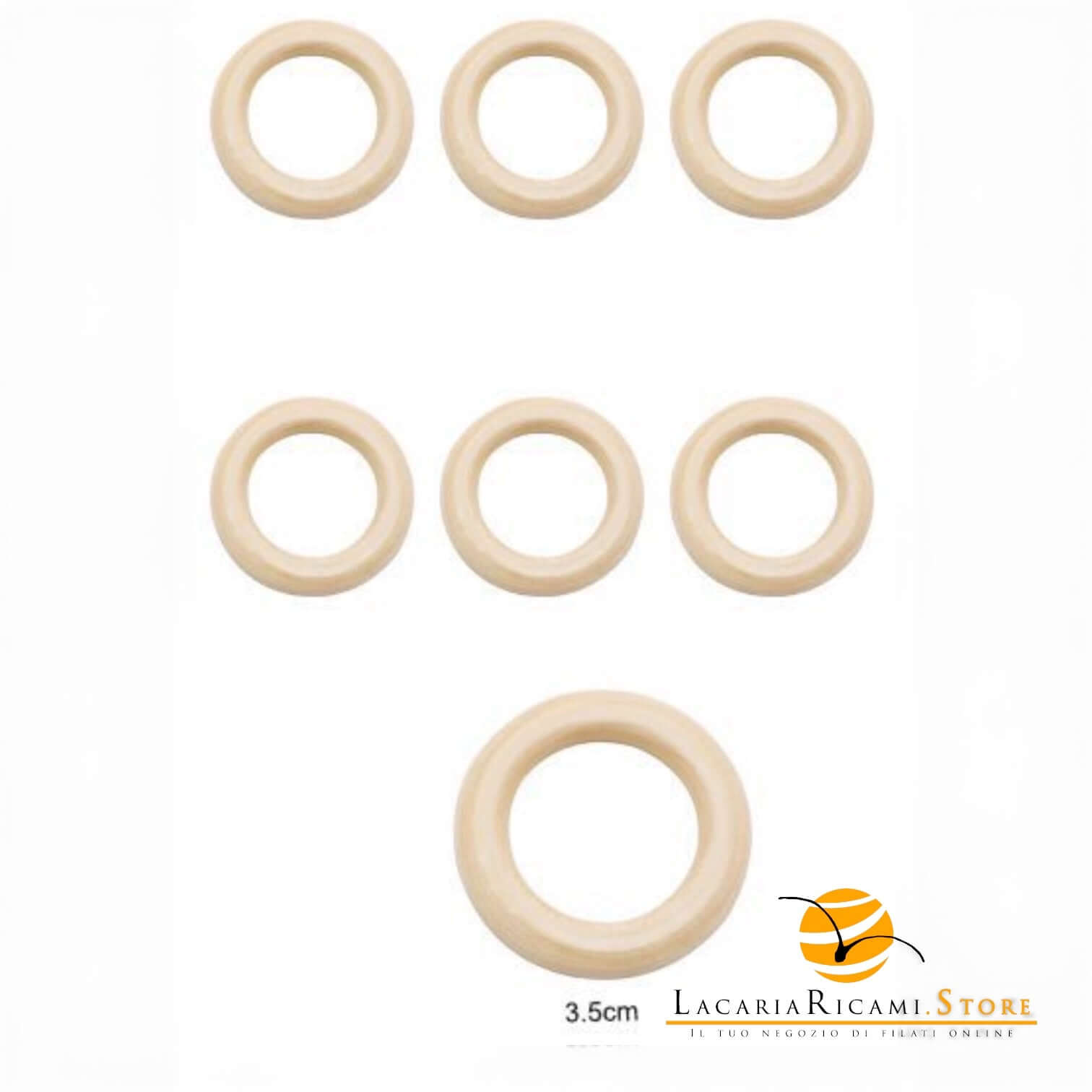 Anelli in legno naturale - MAF Accessories - Colore: 3.5 Cm - ~7 pezzi - by LacariaRicami.Store
