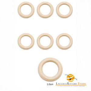 Anelli in legno naturale - MAF Accessories - Colore: 3.5 Cm - ~7 pezzi - by LacariaRicami.Store
