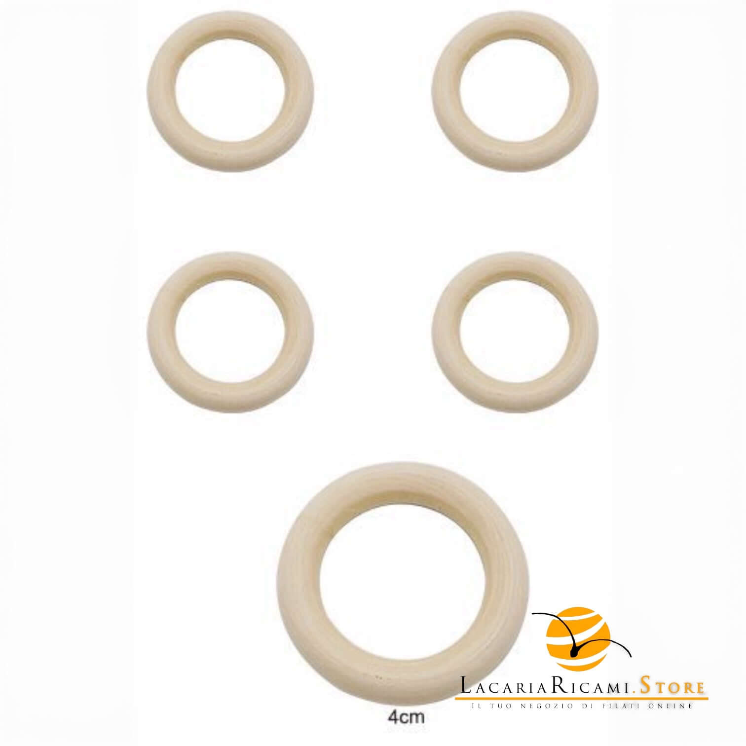 Anelli in legno naturale - MAF Accessories - Colore: 4 Cm - ~5 pezzi - by LacariaRicami.Store