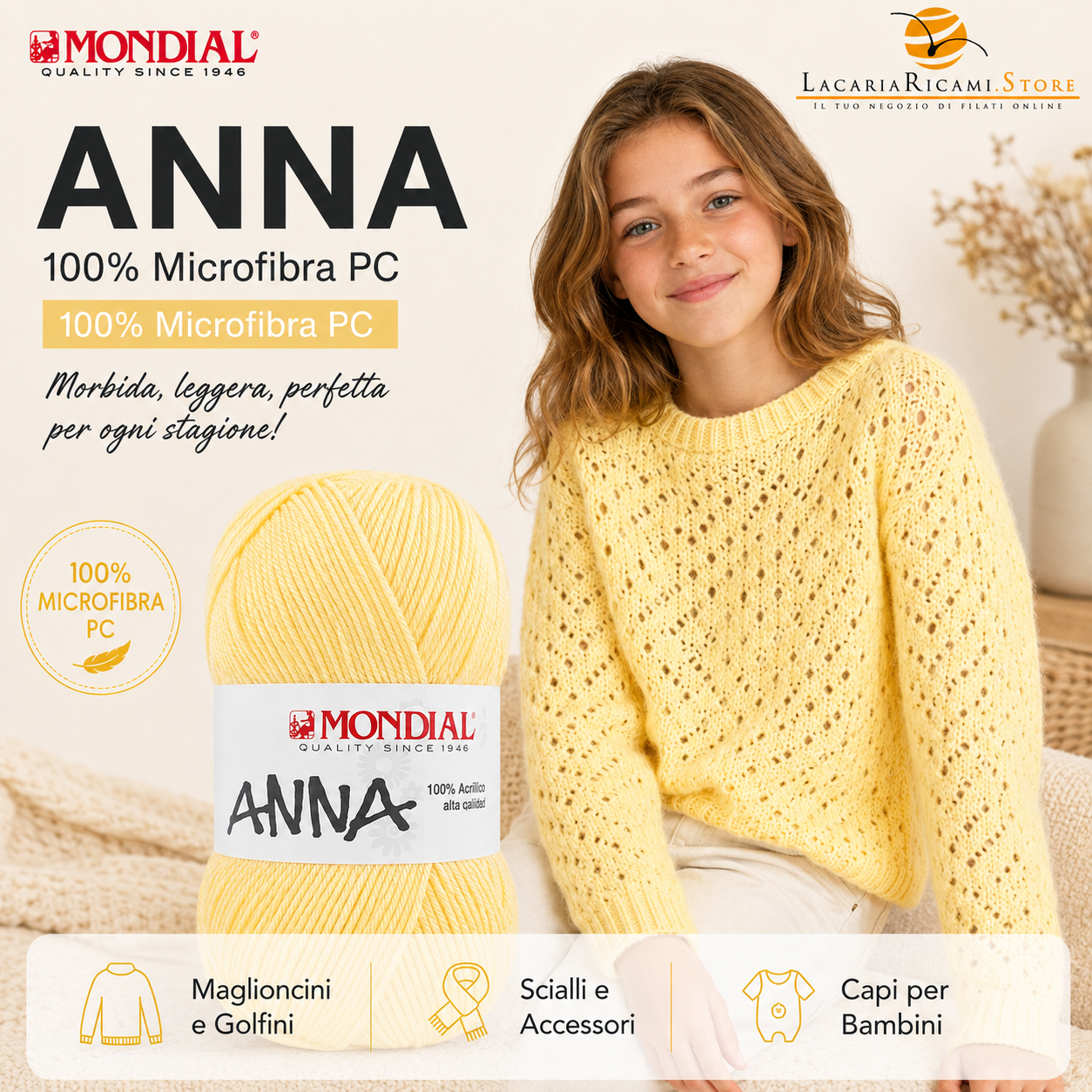 Lana ANNA NEW - Mondial - Colore: - by LacariaRicami.Store