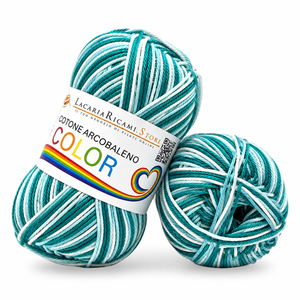 Cotone ARCOBALENO COLOR - LacariaRicami.Store - Colore: 117 - PETROLIO BIANCO SFUMATO - by LacariaRicami.Store