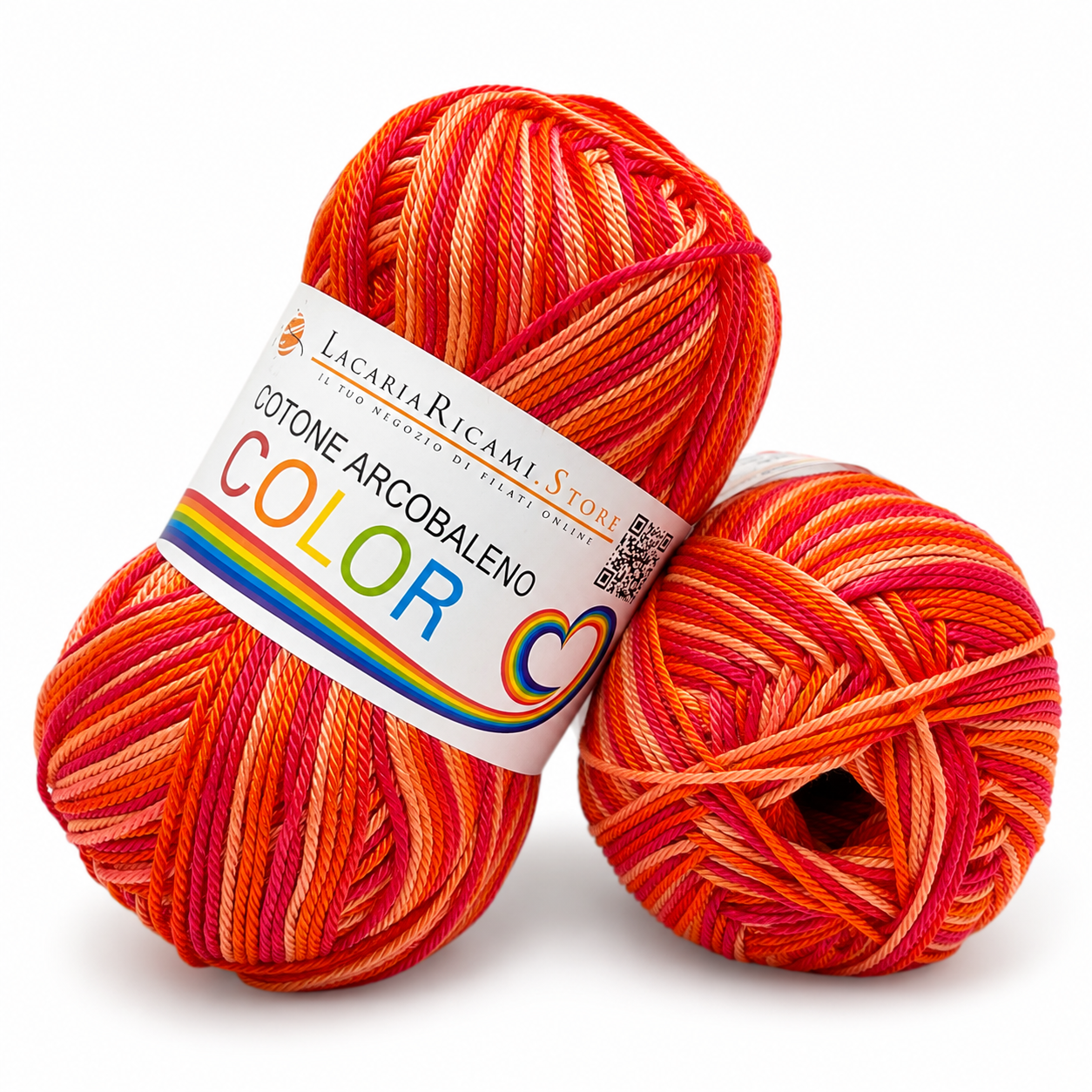 Cotone ARCOBALENO COLOR - LacariaRicami.Store - Colore: 154 - ROSSO ARANCIONE SFUMATO - by LacariaRicami.Store