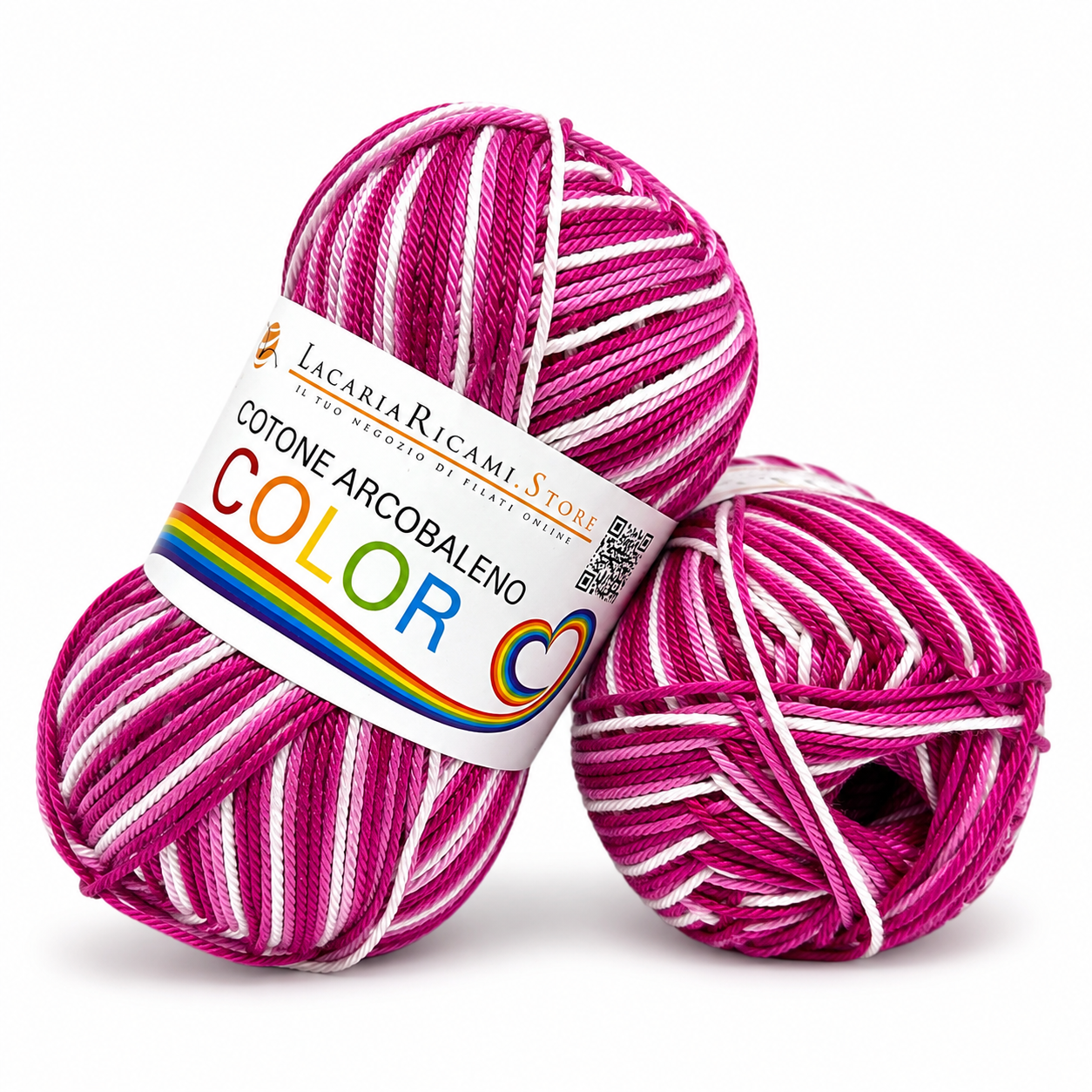 Cotone ARCOBALENO COLOR - LacariaRicami.Store - Colore: 157 - FUCSIA BIANCO SFUMATO - by LacariaRicami.Store