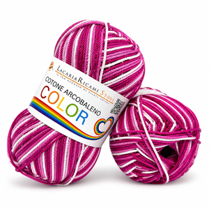 Cotone ARCOBALENO COLOR - LacariaRicami.Store - Colore: 157 - FUCSIA BIANCO SFUMATO - by LacariaRicami.Store