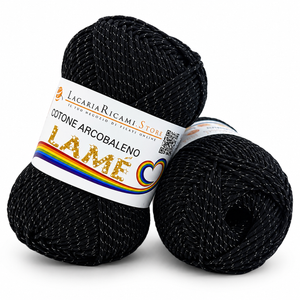 Cotone ARCOBALENO LAMÉ - LacariaRicami.Store - Colore: L102 - NERO LAMÉ NERO - by LacariaRicami.Store