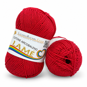 Cotone ARCOBALENO LAMÉ - LacariaRicami.Store - Colore: L104 - ROSSO LAMÉ ROSSO - by LacariaRicami.Store