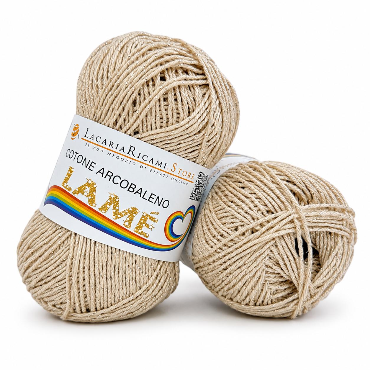 Cotone ARCOBALENO LAMÉ - LacariaRicami.Store - Colore: L107 - BEIGE LAMÉ ORO - by LacariaRicami.Store