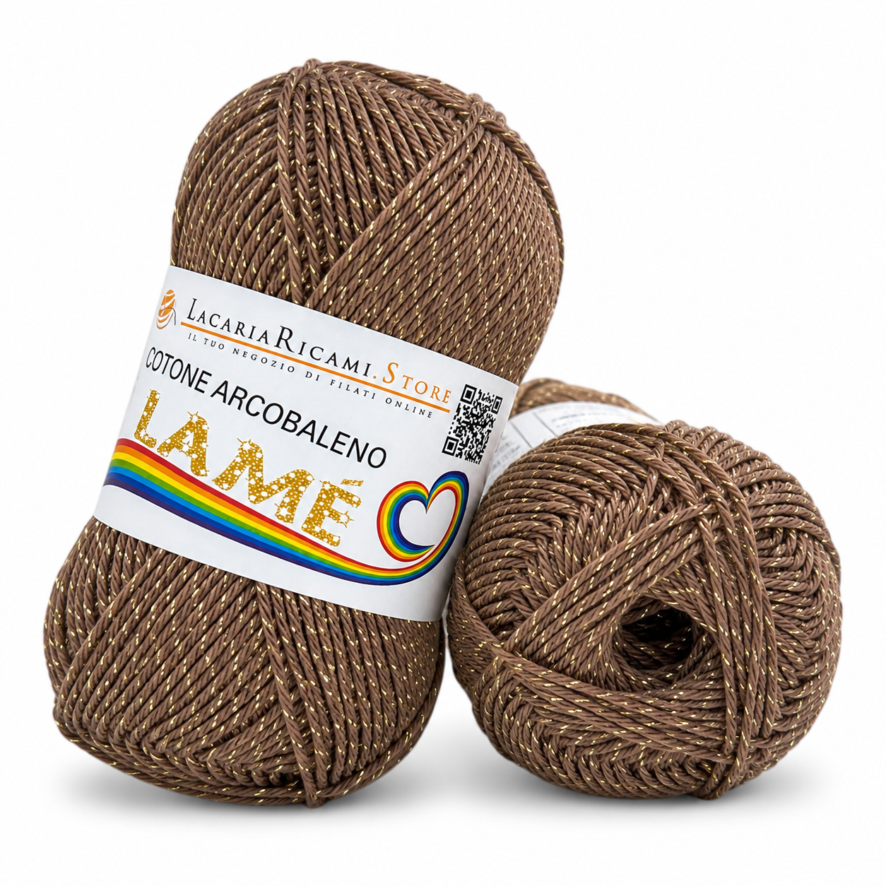 Cotone ARCOBALENO LAMÉ - LacariaRicami.Store - Colore: L108 - MARRONE LAMÉ ORO - by LacariaRicami.Store
