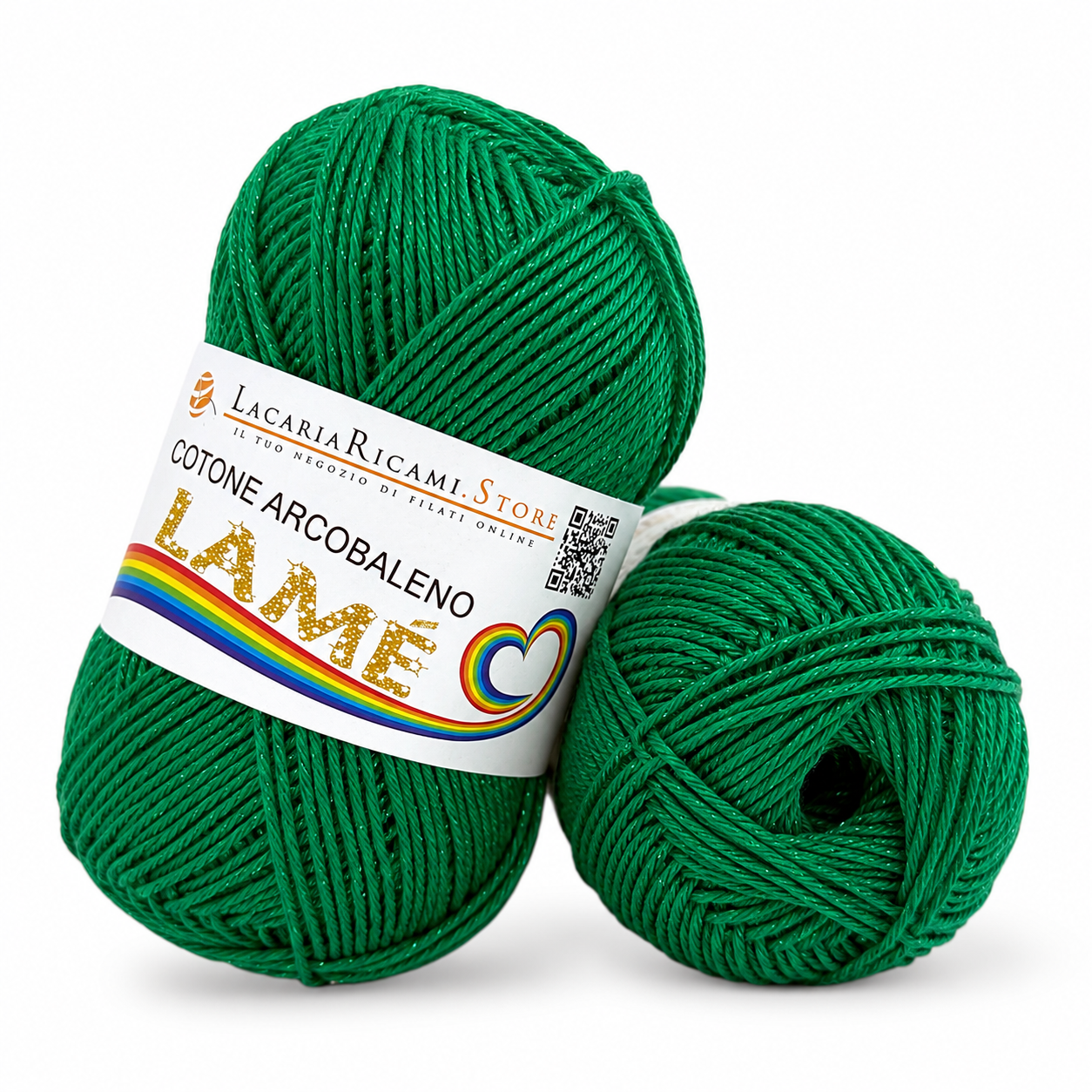 Cotone ARCOBALENO LAMÉ - LacariaRicami.Store - Colore: L110 - VERDE LAMÉ VERDE - by LacariaRicami.Store