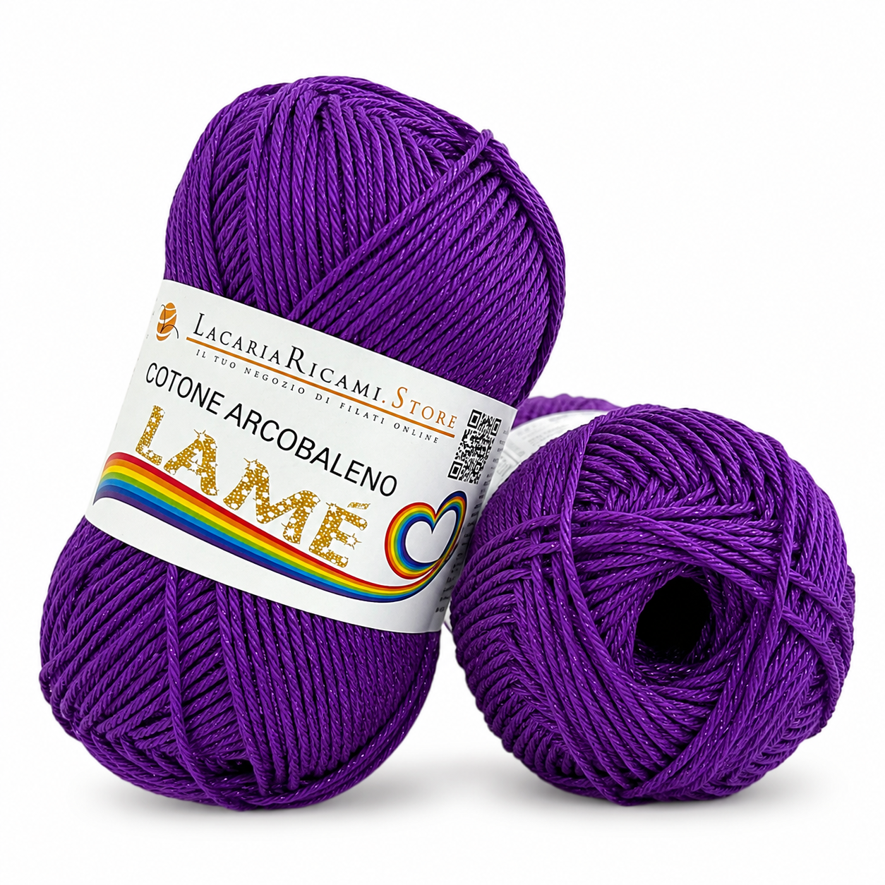 Cotone ARCOBALENO LAMÉ - LacariaRicami.Store - Colore: L111 - VIOLA LAMÉ VIOLA - by LacariaRicami.Store