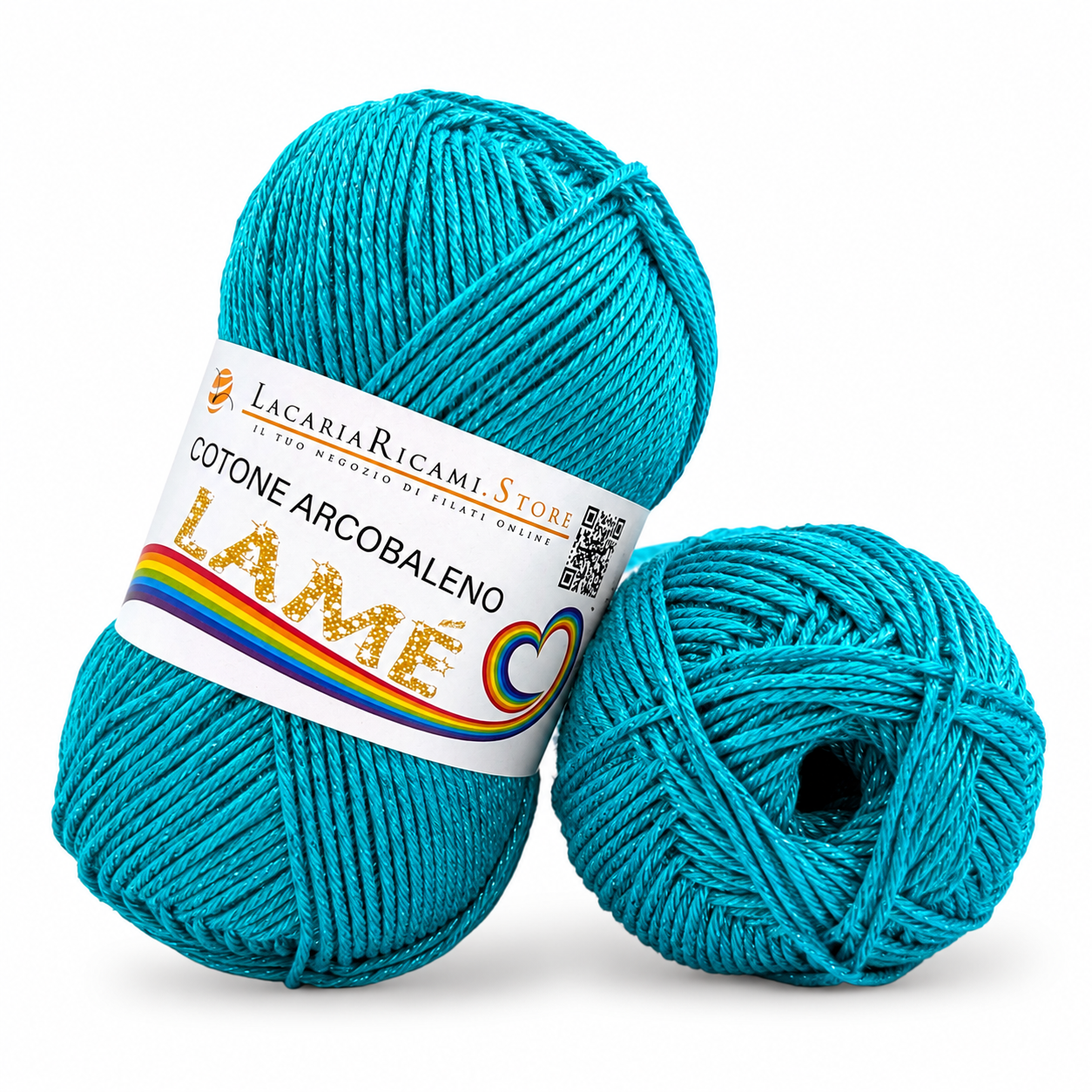 Cotone ARCOBALENO LAMÉ - LacariaRicami.Store - Colore: L112 - TIFFANY LAMÉ BLU - by LacariaRicami.Store
