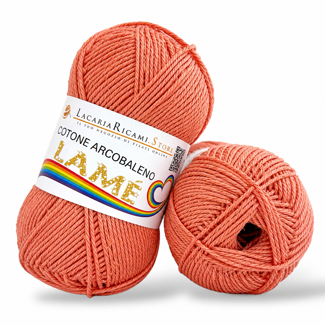 Cotone ARCOBALENO LAMÉ - LacariaRicami.Store - Colore: L114 - CORALLO LAMÉ CORALLO - by LacariaRicami.Store
