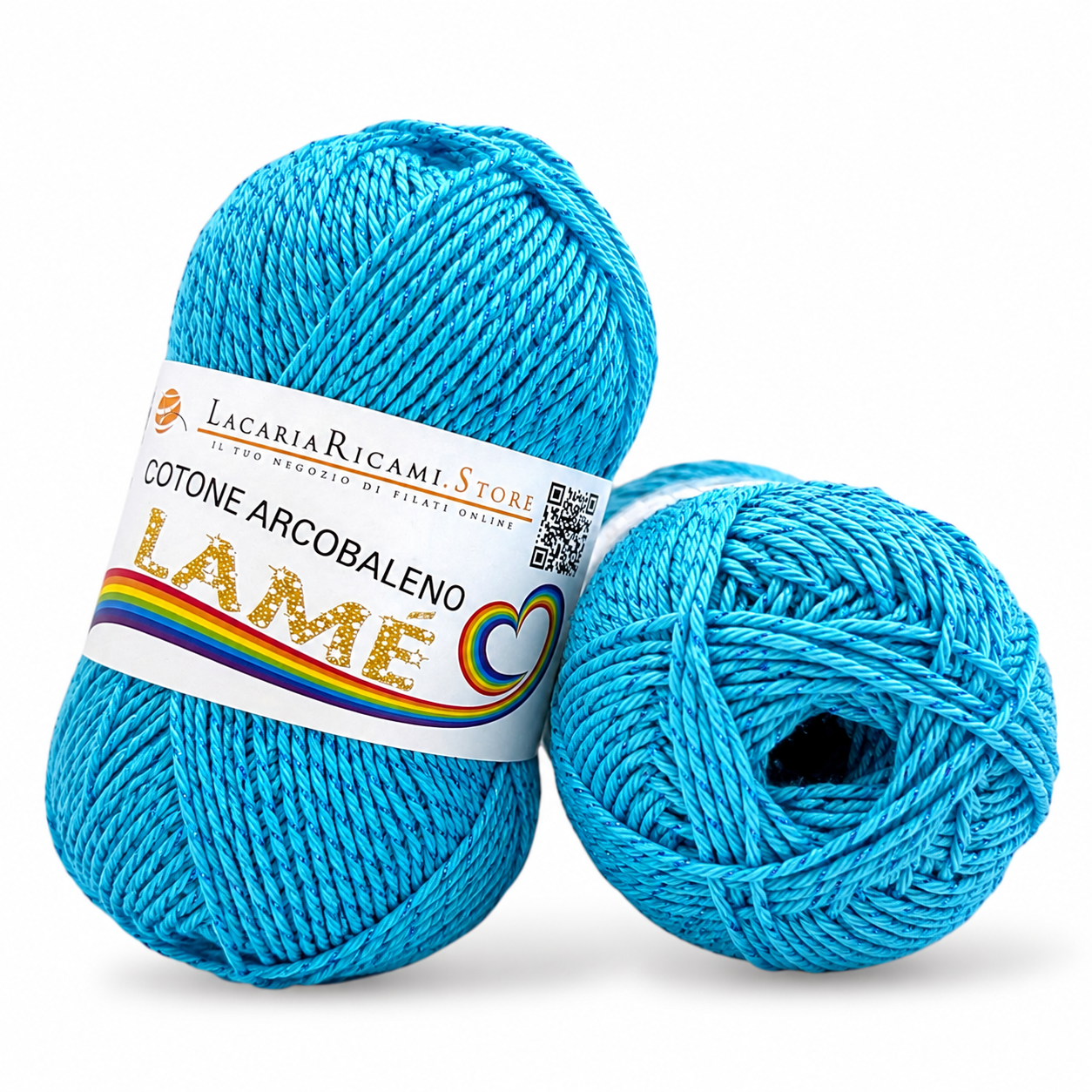 Cotone ARCOBALENO LAMÉ - LacariaRicami.Store - Colore: L115 - AZZURRO LAMÉ BLU - by LacariaRicami.Store