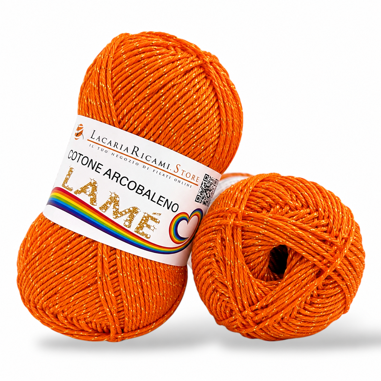 Cotone ARCOBALENO LAMÉ - LacariaRicami.Store - Colore: L117 - ARANCIONE LAMÉ ARANCIO - by LacariaRicami.Store