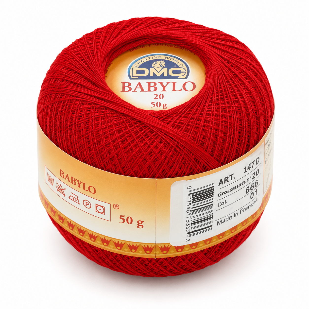 Filo di Scozia Babylo N°20 - DMC - Colore: 666 - ROSSO FORTE - by LacariaRicami.Store