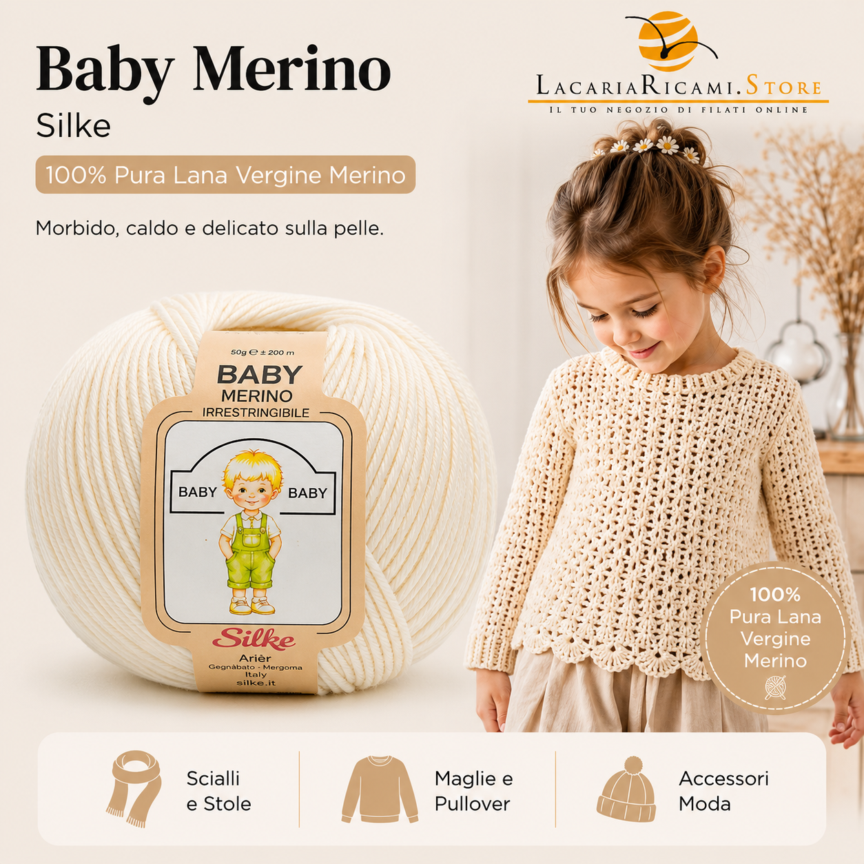 Lana Baby Merino - Silke - Colore: - by LacariaRicami.Store
