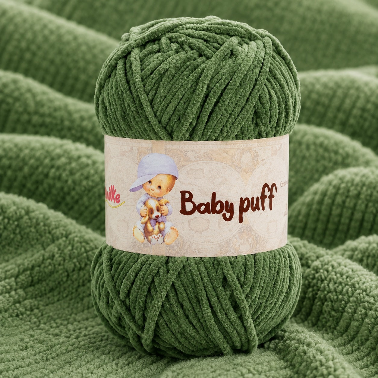 Ciniglia BABY PUFF - Silke - Colore: 119 - VERDE SCURO - by LacariaRicami.Store