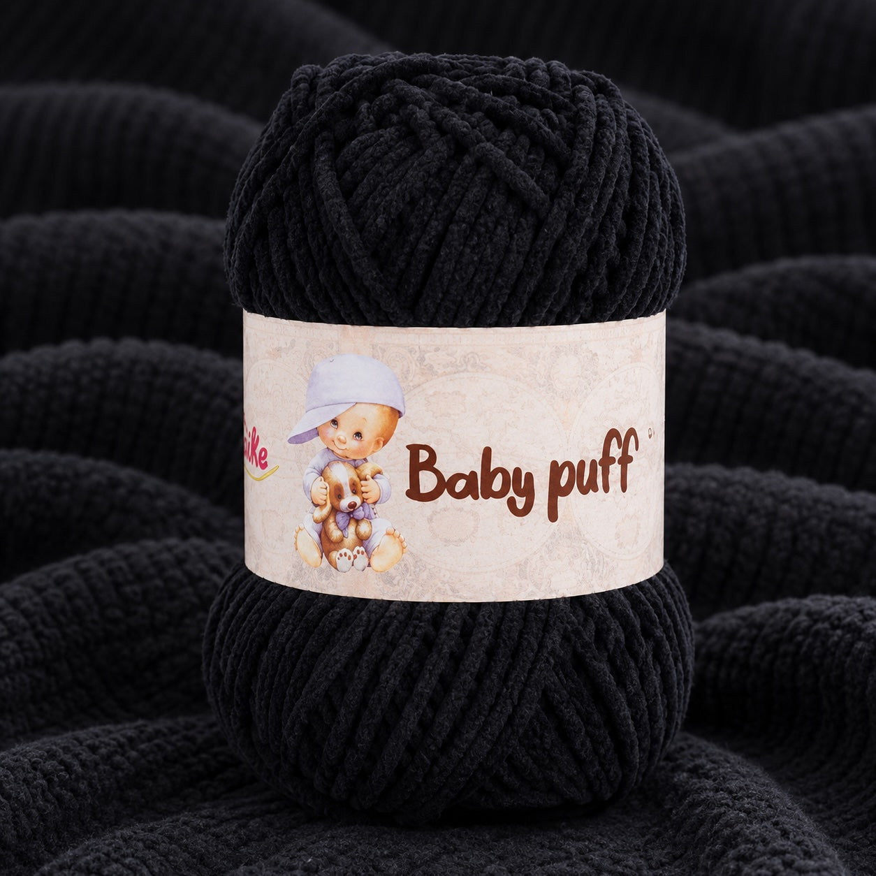 Ciniglia BABY PUFF - Silke - Colore: 200 - NERO - by LacariaRicami.Store