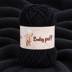 Ciniglia BABY PUFF - Silke - Colore: 200 - NERO - by LacariaRicami.Store