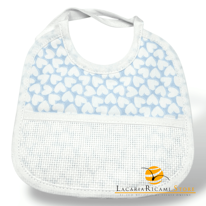 BAVAGLINO con Tela Aida RICAMABILE Millerighe Cuoricini 16x16cm - LacariaRicami.Store