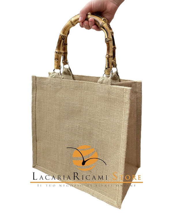 BORSA Juta Con Manici In BAMBOO