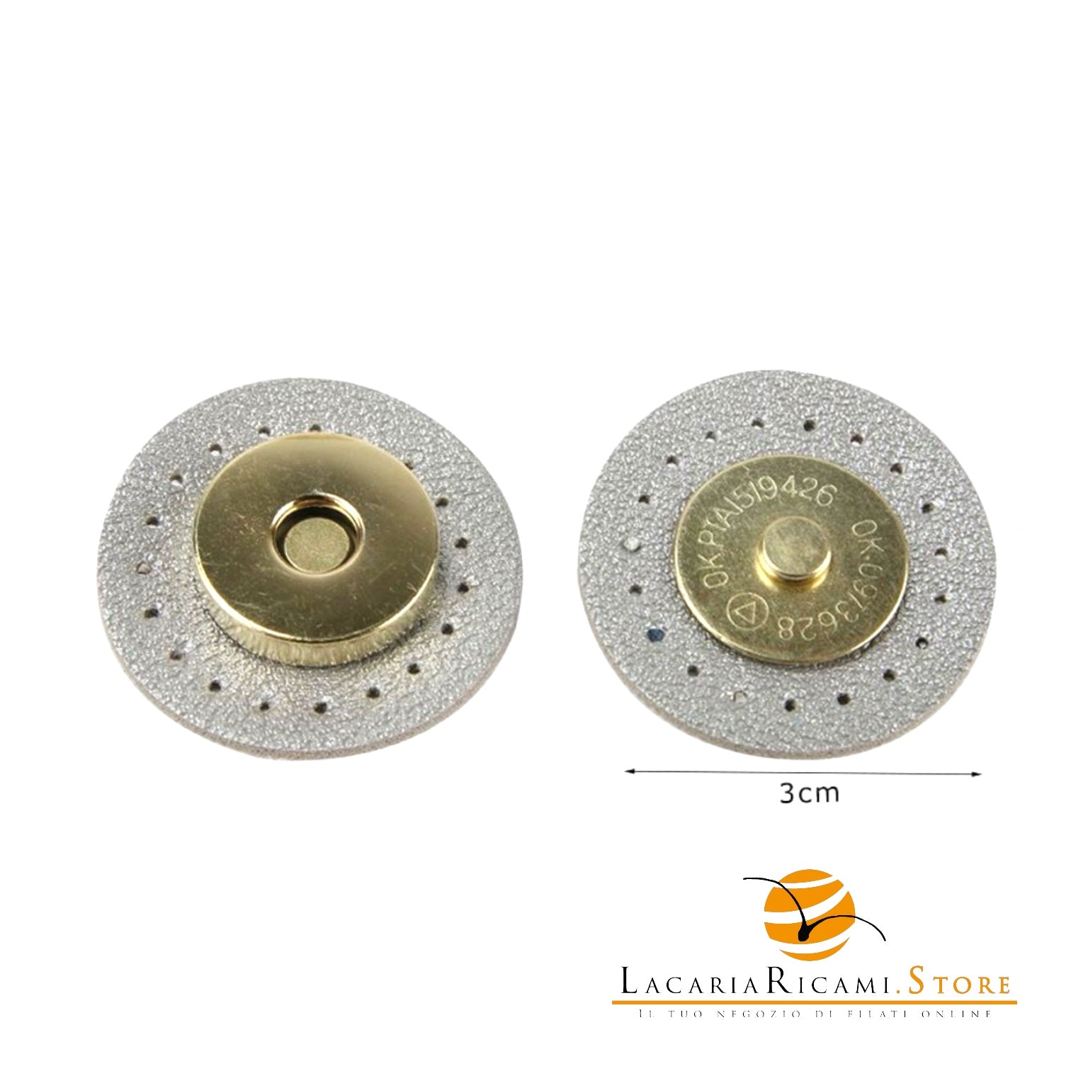 Chiusura magnetica in ecopelle cucibile per borse - Tondo | MAF Accessories - Colore: 13052-09 - ARGENTO - by LacariaRicami.Store