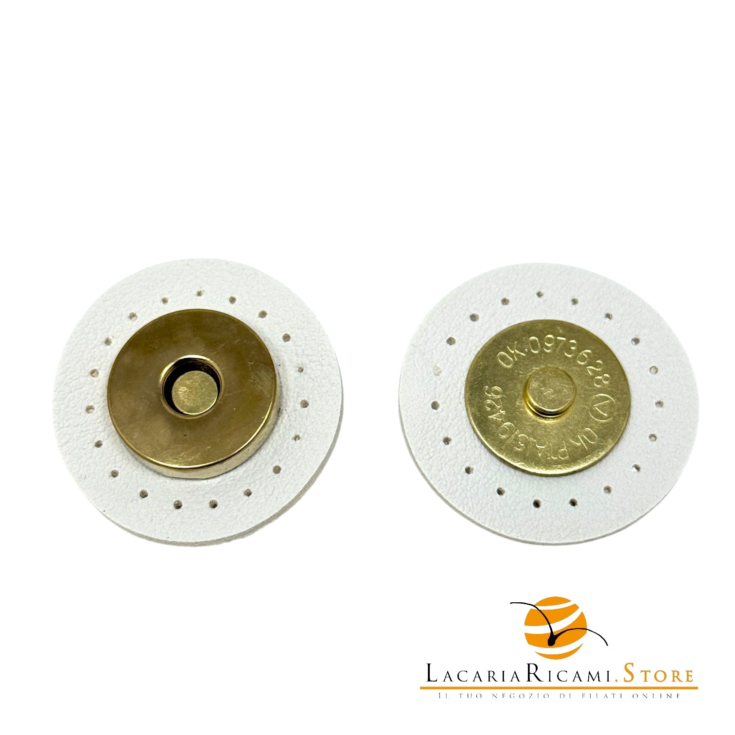 Chiusura magnetica in ecopelle cucibile per borse - Tondo | MAF Accessories - Colore: 13052-00 - BIANCO - by LacariaRicami.Store