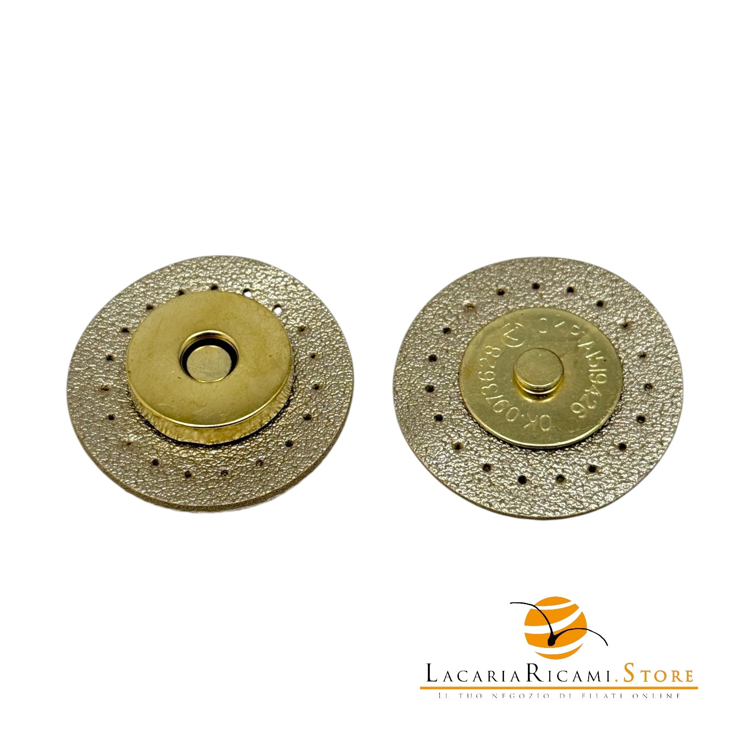 Chiusura magnetica in ecopelle cucibile per borse - Tondo | MAF Accessories - Colore: 13052-08 - ORO - by LacariaRicami.Store