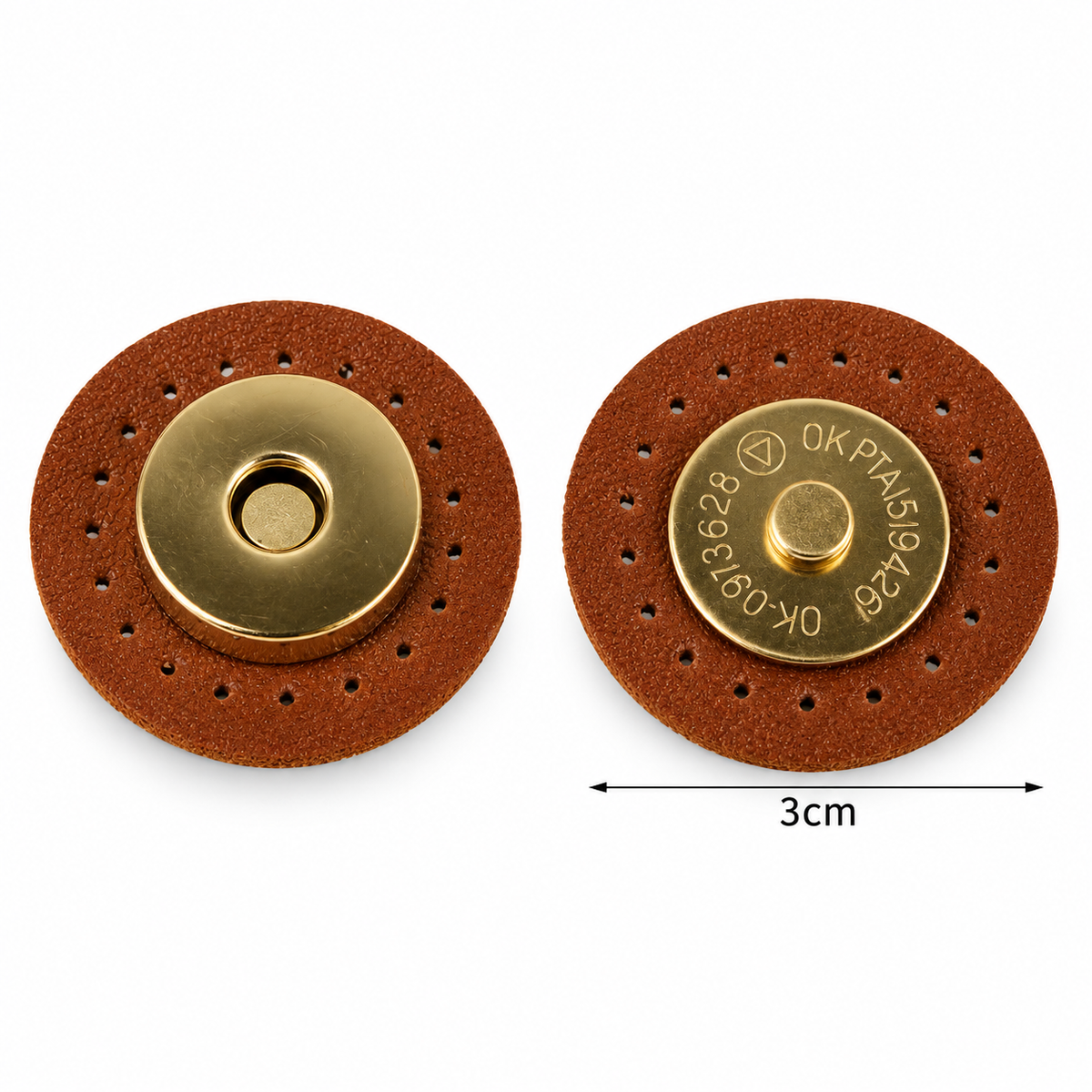 Chiusura magnetica in ecopelle cucibile per borse - Tondo | MAF Accessories - Colore: 13052-03 - CUOIO - by LacariaRicami.Store