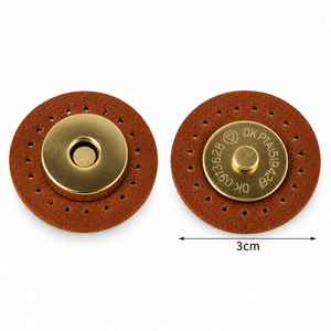Chiusura magnetica in ecopelle cucibile per borse - Tondo | MAF Accessories - Colore: 13052-03 - CUOIO - by LacariaRicami.Store