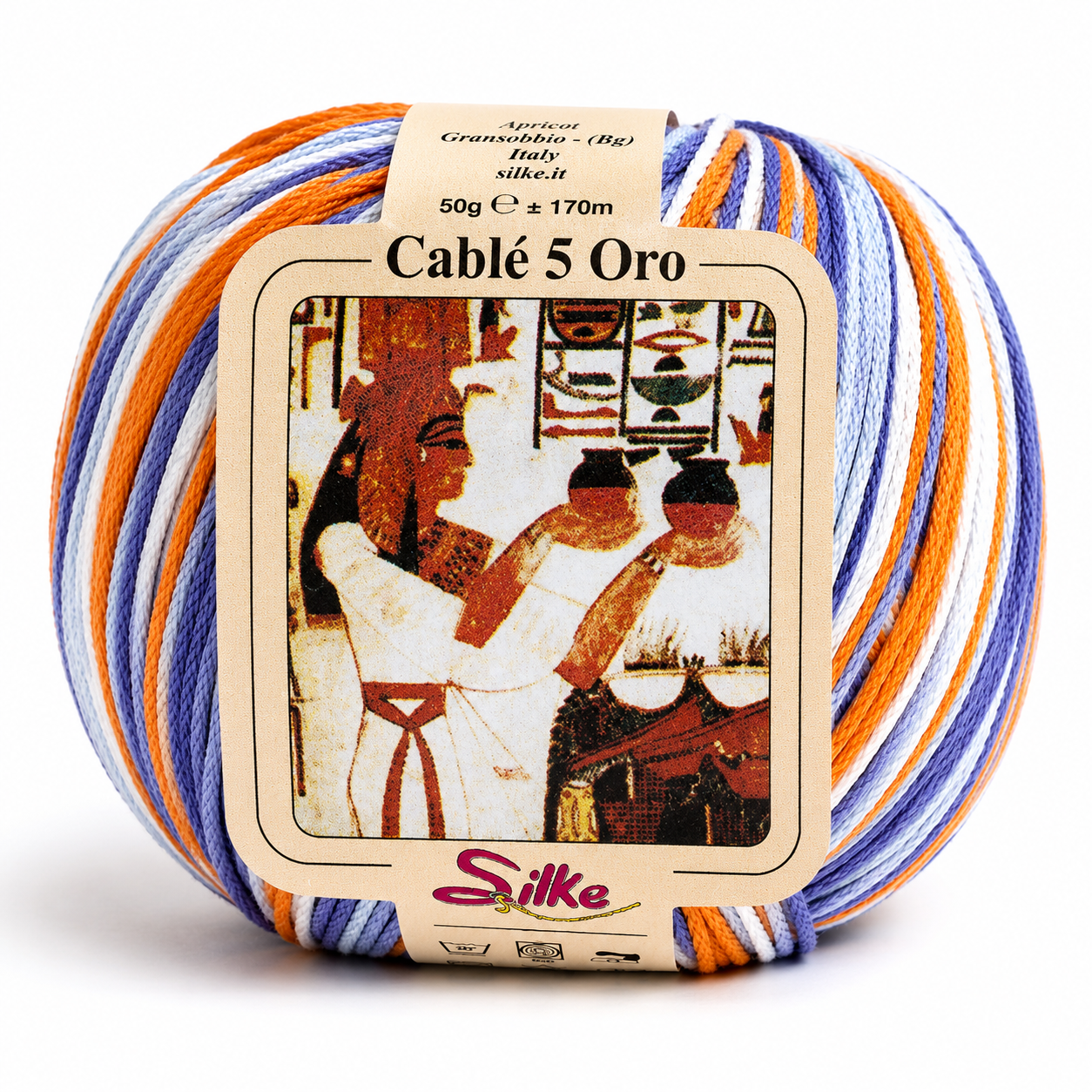 Cotone Cablé 5 Oro Sfumato - Silke - Colore: 329 - BLU ARANCIO MIX SFUMATO - by LacariaRicami.Store