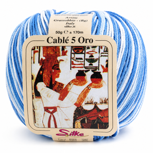 Cotone Cablé 5 Oro Sfumato - Silke - Colore: 91 - AZZURRO SFUMATO - by LacariaRicami.Store