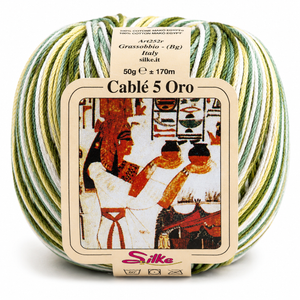 Cotone Cablé 5 Oro Sfumato - Silke - Colore: 97 - VERDE SFUMATO - by LacariaRicami.Store