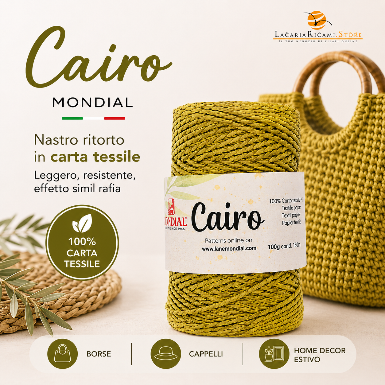RAFIA Ritorta CAIRO - MONDIAL - Colore: - by LacariaRicami.Store