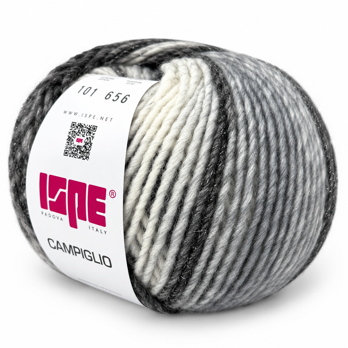 Lana CAMPIGLIO - ISPE - Colore: 101 - BIANCO-NERO LAMÉ ARGENTO SFUMATO - by LacariaRicami.Store