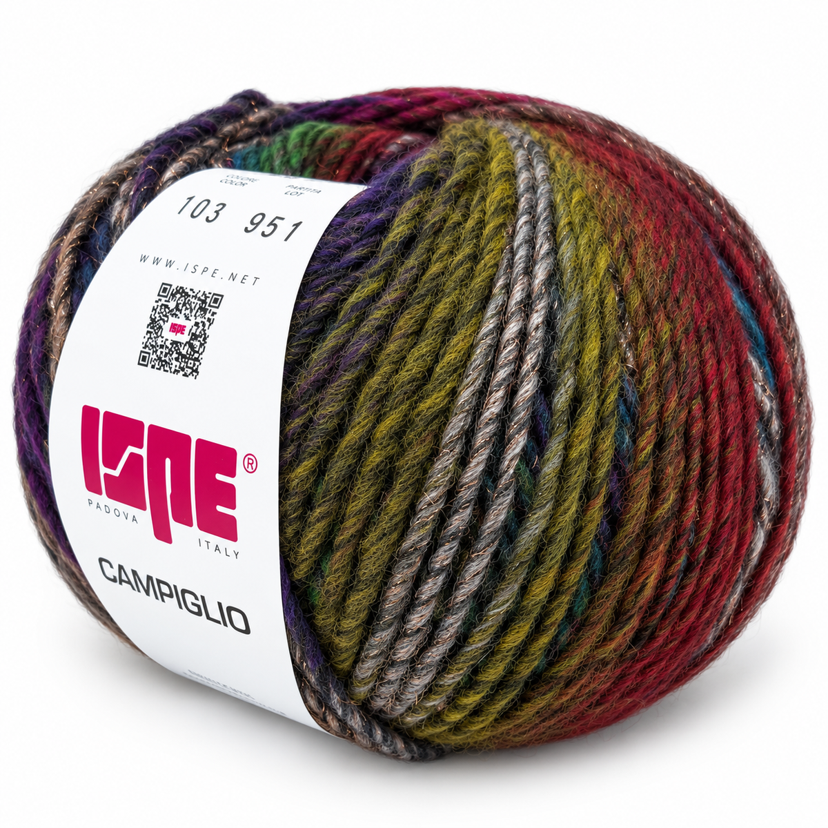 Lana CAMPIGLIO - ISPE - Colore: 103 - VIOLA-VERDE LAMÉ ROSA SFUMATO - by LacariaRicami.Store