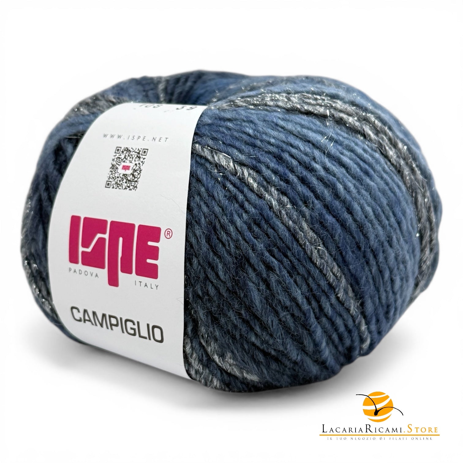 Lana CAMPIGLIO - ISPE - Colore: 108 - BLU-GRIGIO LAMÉ ARGENTO SFUMATO - by LacariaRicami.Store