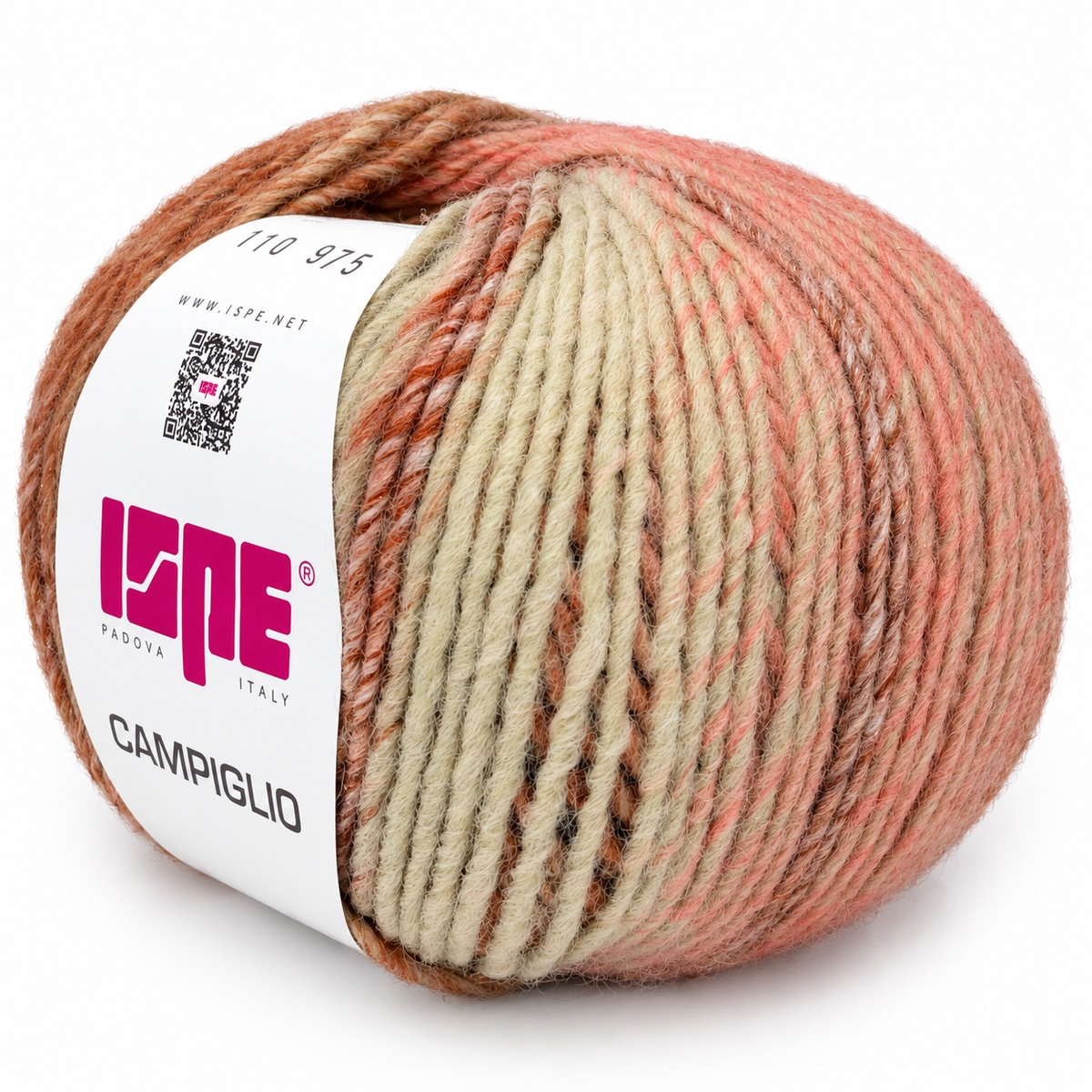 Lana CAMPIGLIO - ISPE - Colore: 110 - RUGGINE-SALVIA-PESCA LAMÉ PESCA SFUMATO - by LacariaRicami.Store