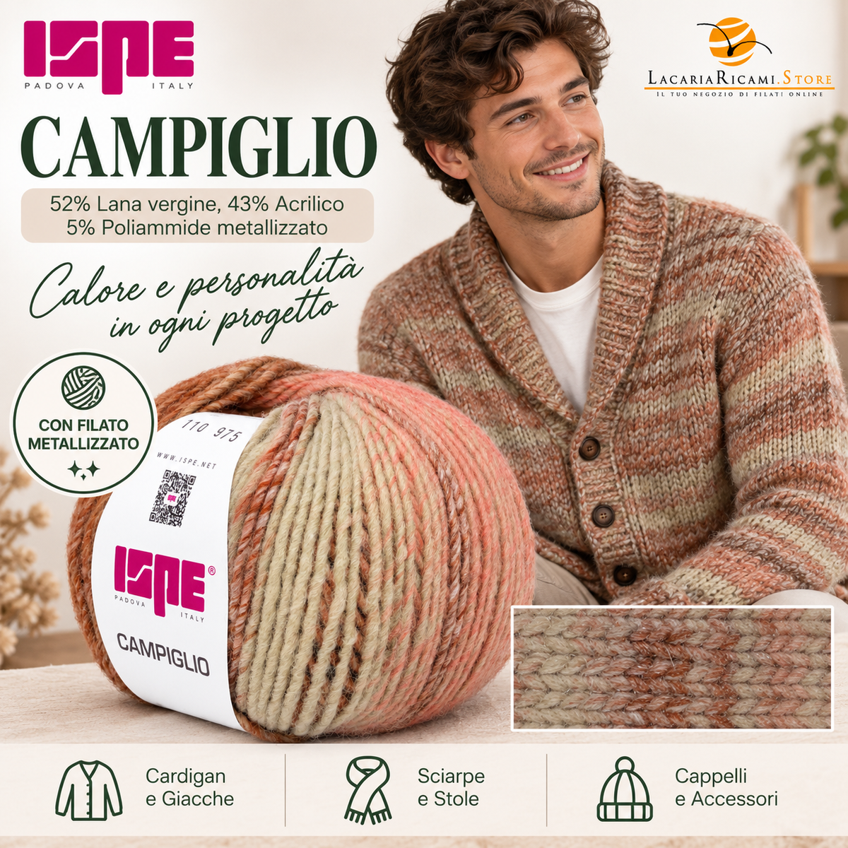 Lana CAMPIGLIO - ISPE - Colore: - by LacariaRicami.Store