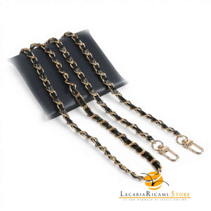 Catena Con Inserto EcoPelle Per Borse - MAF Accessories - Colore: 22706 - ORO-NERO - by LacariaRicami.Store