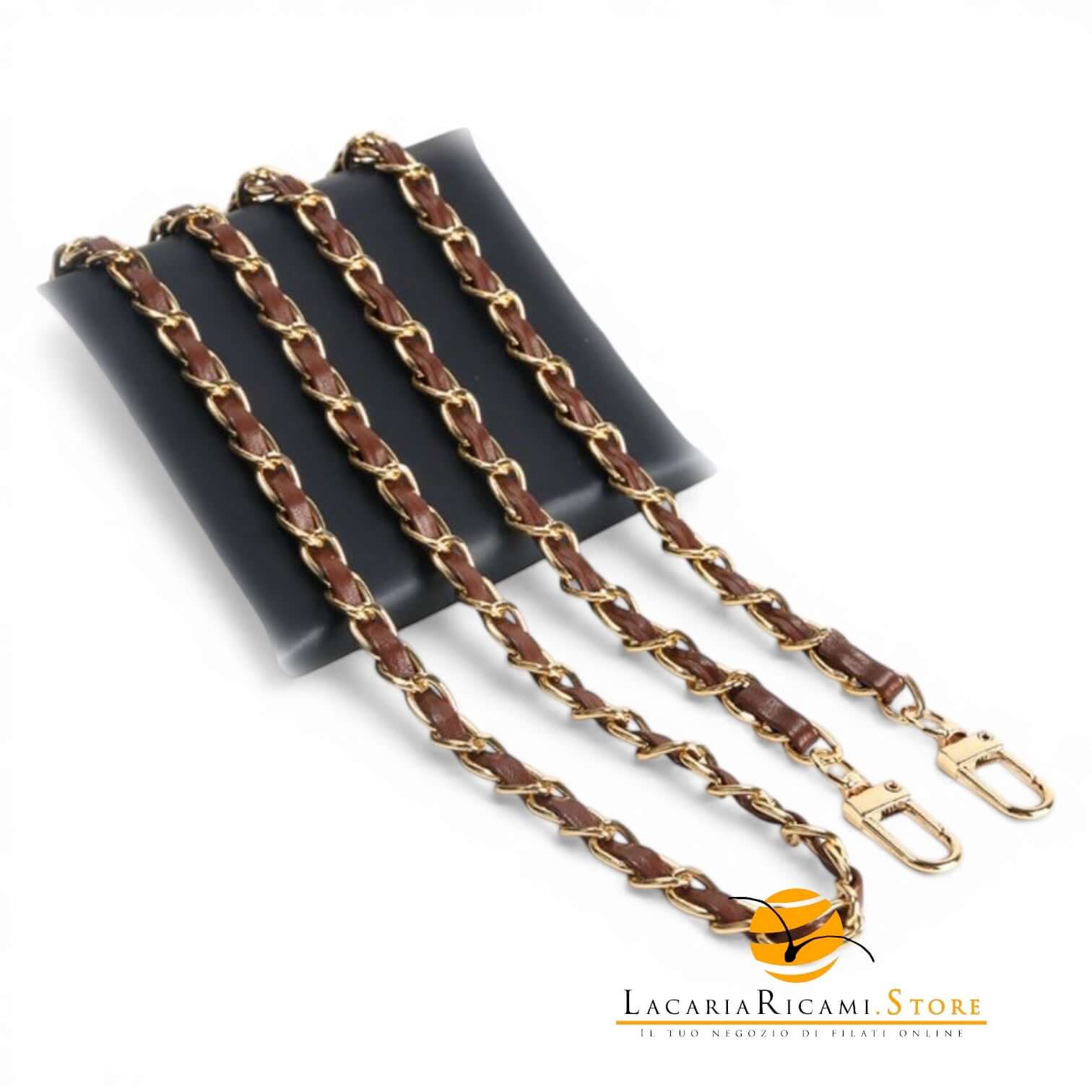 Catena Con Inserto EcoPelle Per Borse - MAF Accessories - Colore: 22744 - ORO-MARRONE - by LacariaRicami.Store
