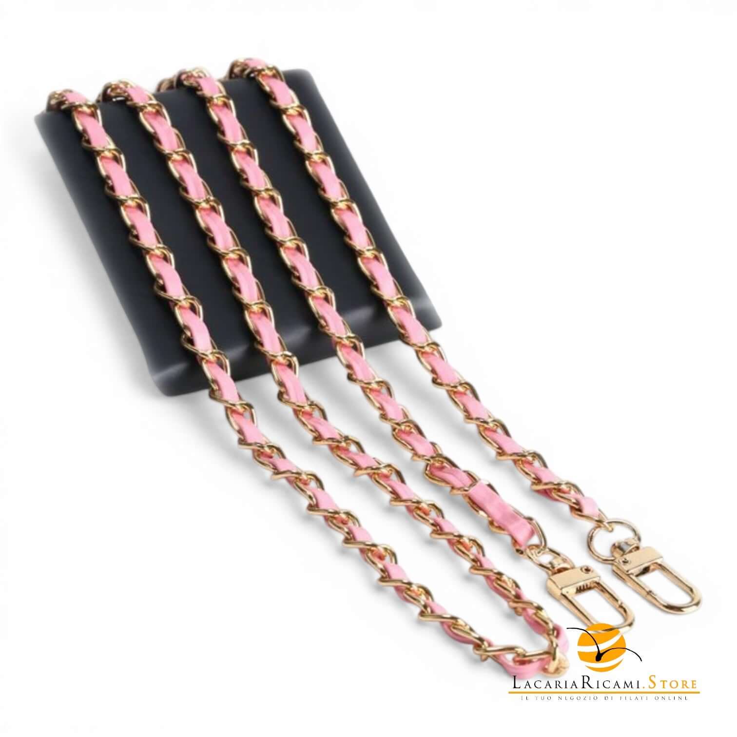 Catena Con Inserto EcoPelle Per Borse - MAF Accessories - Colore: 22768 - ORO-ROSA - by LacariaRicami.Store