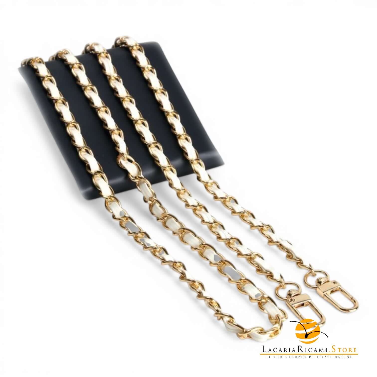 Catena Con Inserto EcoPelle Per Borse - MAF Accessories - Colore: 22782 - ORO-BIANCO - by LacariaRicami.Store