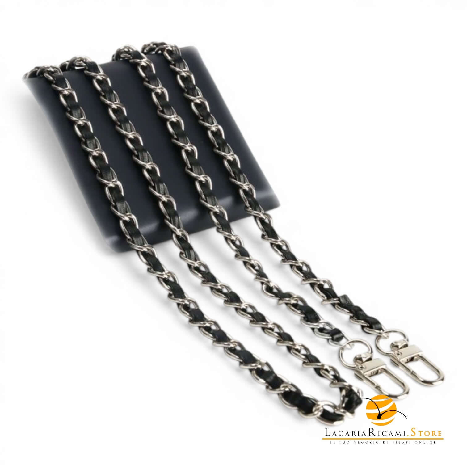 Catena Con Inserto EcoPelle Per Borse - MAF Accessories - Colore: 22812 - ARGENTO-BLU - by LacariaRicami.Store
