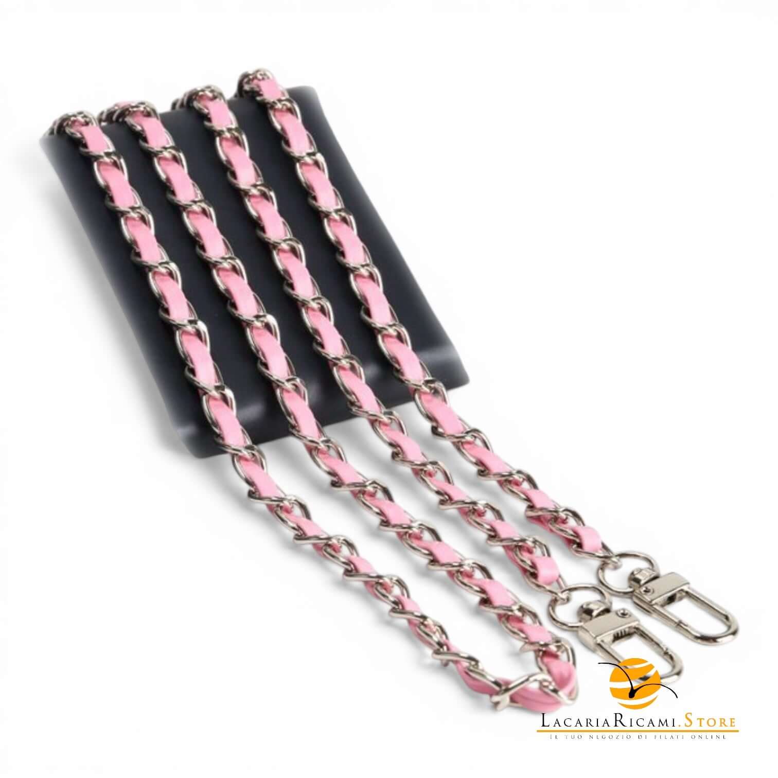 Catena Con Inserto EcoPelle Per Borse - MAF Accessories - Colore: 22867 - ARGENTO-ROSA - by LacariaRicami.Store
